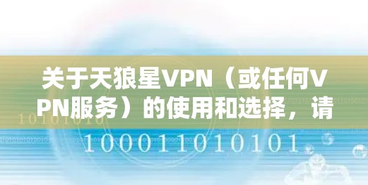 关于天狼星VPN(或任何VPN服务)的使用和选择,请注意以下几点重要信息